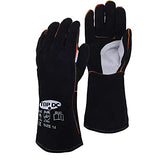 ▶Guantes de soldador de cuero vacuno superior de 14 pulgadas, resistentes al calor, guantes ignífugos, guantes para forja/parrilla/barbacoa/estufa/horno/chimenea/soldador Tig/horneado/jardinería/manipulación de animales con manga larga de 5.7 pulgad