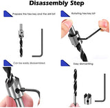 ▶Juego de Brocas Avellanadoras de Carpintería con Revestimiento de Titanio Juego de Brocas HSS para Carpintería Broca Avellanadora con Chaflán 7pcs