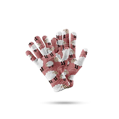 ▶ Guantes de jardinería  Impreso Alpaca Guantes Femeninos Pantalla táctil Ciclismo al Aire Libre Jogging Guantes de Jardín Otoño e Invierno Guantes cálidos (Color : Style5, Gloves Size : 20-23in)