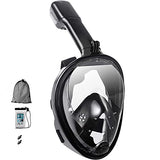 Hisemy Máscara de Buceo, 180° Vista Facial Completa Mascara de Buceo, Libre Anti vaho y Anti Fugas con Montaje de cámara para Adultos y Niños(L-XL)