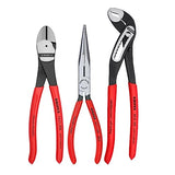 ▶ KNIPEX Tools Juego de herramientas de 3 piezas para nariz larga, cortador diagonal y alicates de cocodrilo, rojo (el embalaje puede variar)