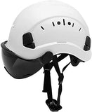 ▶ Casco duro de seguridad ajustable de ABS con suspensión de 6 puntos, perfecto para el trabajo en altura de equitación, escalada, construcción general de protección de sombreros (visera ahumada)