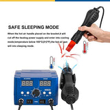 ▶ Prostormer Estación de soldador de 750 W, estación digital de retrabajo de aire caliente 2 en 1 con control de temperatura de 100 °C - 100 °C, visualización LED, bomba de desoldación, 4 pinzas, color azul, Azul
