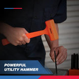 ▶ NEIKO Martillo muerto de 4 libras, naranja neón, moldeado unicuerpo, agarre a cuadros, resistente a chispas y rebote