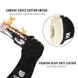 ▶ Delantal de soldador de cuero, resistente al calor y al fuego, con 6 bolsillos, delantal de trabajo para carpintería, Negro: 24.0 x 35.8 in con guantes, M to XXXL