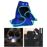▶ Gorro de soldadura transpirable, lavable, ligero, a prueba de polvo, resistente, para soldador, protección para el cuello, casco FR, azul L