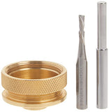 ▶ Broca fresadora Kit de incrustaciones de latón macizo para brocas de enrutado For 1/4 Templates for High RPM Routing | Includes 1/8 Carbide Router Bit/Cutter + 1/4 Shank, Universal Bushing, Retainer Nut, Collar, Alignment Pin
