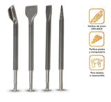 Kit Cincel Piedra Piso Sds Taladro Rotomartillo Concreto Gurbia 25cm 4pz