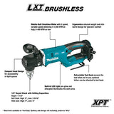 Taladro inalámbrico  sin escobillas taladro de ángulo variable de 2 velocidades con XPT (solo herramienta) Makita DDA450Z 18V LXT