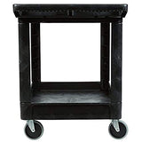 Rubbermaid Commercial Heavy-Duty 2 Shelf Utility Cart, Lipped Shelves, Agarre plano / Estante con base, Negro, Mediano