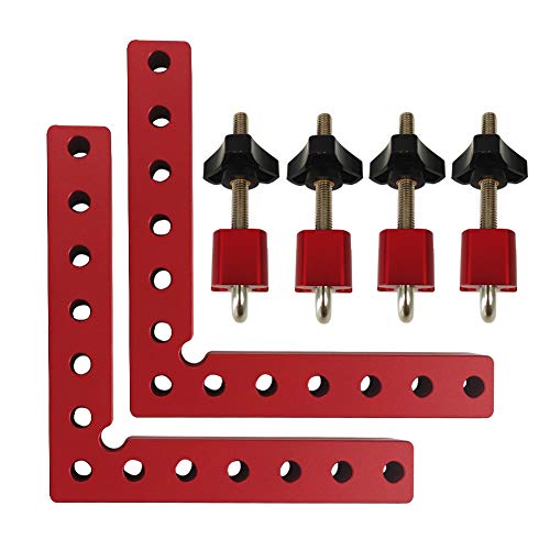 Herramientas Carpintería  DUEBEL - Escuadras de posición de 90 grados, 5,5 x 5,5 pulgadas, aleación de aluminio, abrazaderas de ángulo recto para carpintero, herramientas de carpintero, 2 paquetes