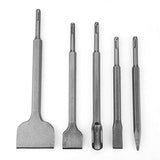 ▶ Juego de broca cincel de taladro percutor SDS Plus, broca de cincel de martillo giratorio 5PCS, cinceles de punta/ranura/planos, cincel con soporte sds-plus, para pared, concreto, piedra, etc.