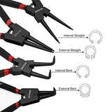 ▶ WISEUP Juego Alicates Para Anillos Seguridad Con 225 Piezas Juego Anillos Retención 4 Piezas 7 Pulgadas (Diámetro La Punta 1/20") Kit Alicates Para Anillos Seguridad Alicates M