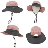 Sombreros de Sol para Mujeres, Mujer Agujero de Cola de Caballo Sombrero Cubo ala Ancha Algodón Sombreros Sol de Verano ala Ancha Protección Solar UV Gorra Ajustable Pesca en la Playa Sombrero