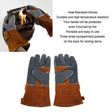▶ Guantes ignífugos de protección para Barbacoa Guantes de Cocina para Exteriores Resistentes al Calor ignífugos portátiles para soldar Café