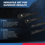 ▶ NEIKO Juego de adaptador de enchufe de impacto y soporte magnético para brocas | Juego de 4 piezas | Vástago hexagonal de 1/4 pulgadas con unidades de 1/4, 3/8, 1/2 pulgadas | CR-V
