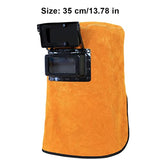 ▶ Capucha de soldadura Casco de cuero resistente al calor con lente de filtro con cuello con cuello de protección de la cara de la cara de la soldadora Accesorios de