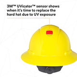 ▶ 3M Sombrero duro de ala completa H-802V-UV, suspensión amarilla de trinquete de 4 puntos, ventilado, con Uvicator