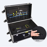 ▶ MALETIN CON RUEDAS /Maletín Caja de herramientas dura de aluminio Caja de herramientas de almacenamiento portátil Estuche de transporte con ruedas Cofre organizador de equipos con espuma extraíble Or