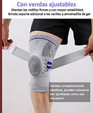 Rodilleras deportivas(PAR) de compresion con varillas laterales, almohadilla de gel, y vendas ajustables para mayor soporte, brindan alivio y soporte a rodillas, ideales para futbol, raquetball, atletismo, spinning, voleibol, y mas actividades deportivas