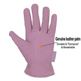▶ HANDLANDY  Guantes de jardinería de Piel para Mujer, Ajuste cómodo de Malla 3D, Resistentes a los arañazos, Guantes de Trabajo para jardinería o poda de Rosas, Rosado, Large