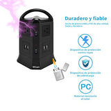 ▶ Power Strip Torre de Regleta Enchufe de Energía USB Multifuncional con 4 Puertos de Carga
