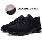 Fenlern Tenis de Seguridad Industrial Mujer Ligero Zapatos de Seguridad Zapatos con Casquillo Zapatos de Trabajo (24.0 W cm, Negro)