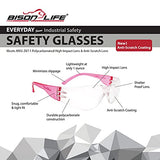 ▶ Lentes de seguridad transparentes color rosa, 12 pares de lentes protectores, lentes de policarbonato resistentes a los impactos