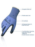 ▶ Guantes de trabajo  Pack de 3  con revestimiento de nitrilo de microespuma, calibre 15, transpirables, resistentes a la abrasión, sin costuras, forro de nailon y licra, certificado CE, protección LANON
