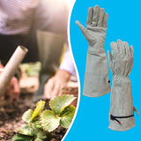 B Baosity Guantes de jardinería de cuero de PU para mujeres y hombres Guantes de protección de antebrazo largo resistente a prueba de espinas Guantes de trabajo, l