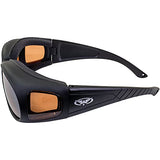 ▶ Global Vision Gafas de seguridad Outfitter con marcos negros mate y lentes de espejo de conducción antivaho