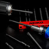 ▶ NEIKO Juego de brocas Torx de 11 piezas, tamaños TT6 a TT40 | Puntas Torx magnéticas a prueba de manipulaciones | 3 vástagos de liberación rápida | Acero S2 de alta calidad | Compatible con taladros eléctricos y atornilladores de impacto