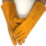 ▶ Guantes de Soldador- Resistentes al Calor y al Desgaste - for soldadores TIG/Mig/Chimenea/BBQ/Jardinería/Parrillas/Estufas (14 Pulgadas, Oro) Antideslizan