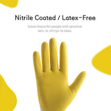 ▶ HANDLANDY Guantes de jardín para mujer, sin látex, 3 pares, transpirables, con revestimiento de nitrilo, pequeños, guantes de trabajo para patio (6 pares, 2 azules y 2 amarillos y 2 violetas)