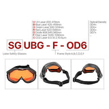 ▶ Gafas de seguridad láser 355nm 532nm Protección anti láser Gafas de nieve OD6 + CE Gafas protectoras para máquina de grabado de corte láser UV y verde Estilo B