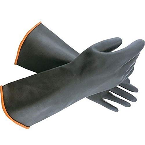 ▶ Guantes resistentes a los productos químicos Guantes Protección solar Guantes for trabajo pesado de goma, , versátil látex mejorado con antideslizante de diseño, suave y grueso ( Color : Black , Size : L-55cm )