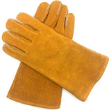 ▶ Guantes de Soldador- Resistentes al Calor y al Desgaste - for soldadores TIG/Mig/Chimenea/BBQ/Jardinería/Parrillas/Estufas (14 Pulgadas, Oro) Antideslizan