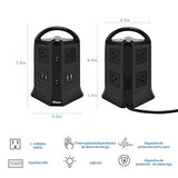 ▶ Power Strip Torre de Regleta Enchufe de Energía USB Multifuncional con 4 Puertos de Carga