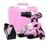 Pink Power Juego de herramientas de taladro y destornillador eléctrico PP1848K 18 V taladro inalámbrico con cargador y juego de brocas