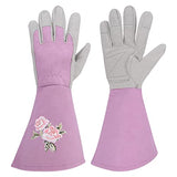 ▶ Guantes Jardinería  de poda de rosa, guantes de jardinería de protección de antebrazo largo para mujer, antipinchazos, impermeables y extra gruesos(M)