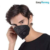 ▶ Mascarillas desechables  para la venta con válvula, 5 unidades de máscara negra – desechable lavable – cubierta respiratoria antipolvo, anti contaminación, 5 capas no tejidas, respiratorias