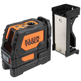 Klein Tools Nivel láser, autonivelante, nivel de línea cruzada verde de alta visibilidad con punto de fontanería rojo y abrazadera de montaje magnética