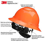 ▶ Casco de seguridad 3M SecureFit H-806SFV-UV, naranja, estilo de ala completa ventilada con sensor Uvicator, suspensión de trinquete de difusión de presión de 4 puntos, ANSI Z87.1