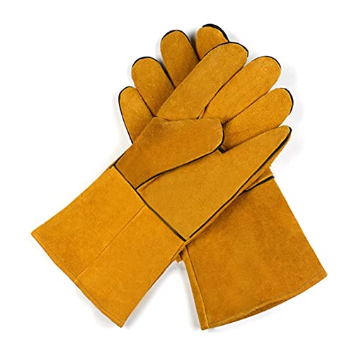 ▶ Guantes de Soldador Guantes de Soldador, Barbacoa Guantes de Cocina de Camping, Guantes de Trabajo de Chimenea de Soldador (Color : 2 pcs Yellow, Size : 34cm in Length)