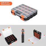 ▶  Caja de almacenamiento de herramientas de doble cara, almacenamiento de caja de herramientas, 34 compartimentos (negro)