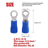 💢Hilitchi - 100 Conectores de Alambre eléctrico para terminales aislados 16-14 AWG (Azul, M4)