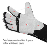 ▶ Guantes de soldador de forja de cuero de 16 pulgadas, con costuras Kevlar resistentes al calor y al fuego, refuerzos de palma, color negro y gris