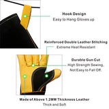 ▶ Guantes de soldador  piel resistentes al calor y al fuego con costuras de Kevlar, guantes perfectos para soldadura/horno/parrilla/barbacoa/chimenea/estufa/soporte para ollas/soldadora/manipulación de animales, (14 pulgadas-negro)