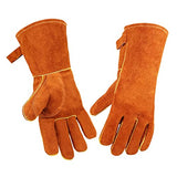 ▶ Guantes de soldador Guantes de soldador de cuero de invierno resistente a alta temperatura resistente al desgaste wear-resistant, anti-scalding, flame retardant