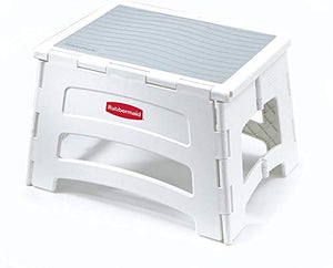 Rubbermaid Folding 1-Step Plastic Stool, 300-pound Capacity, White